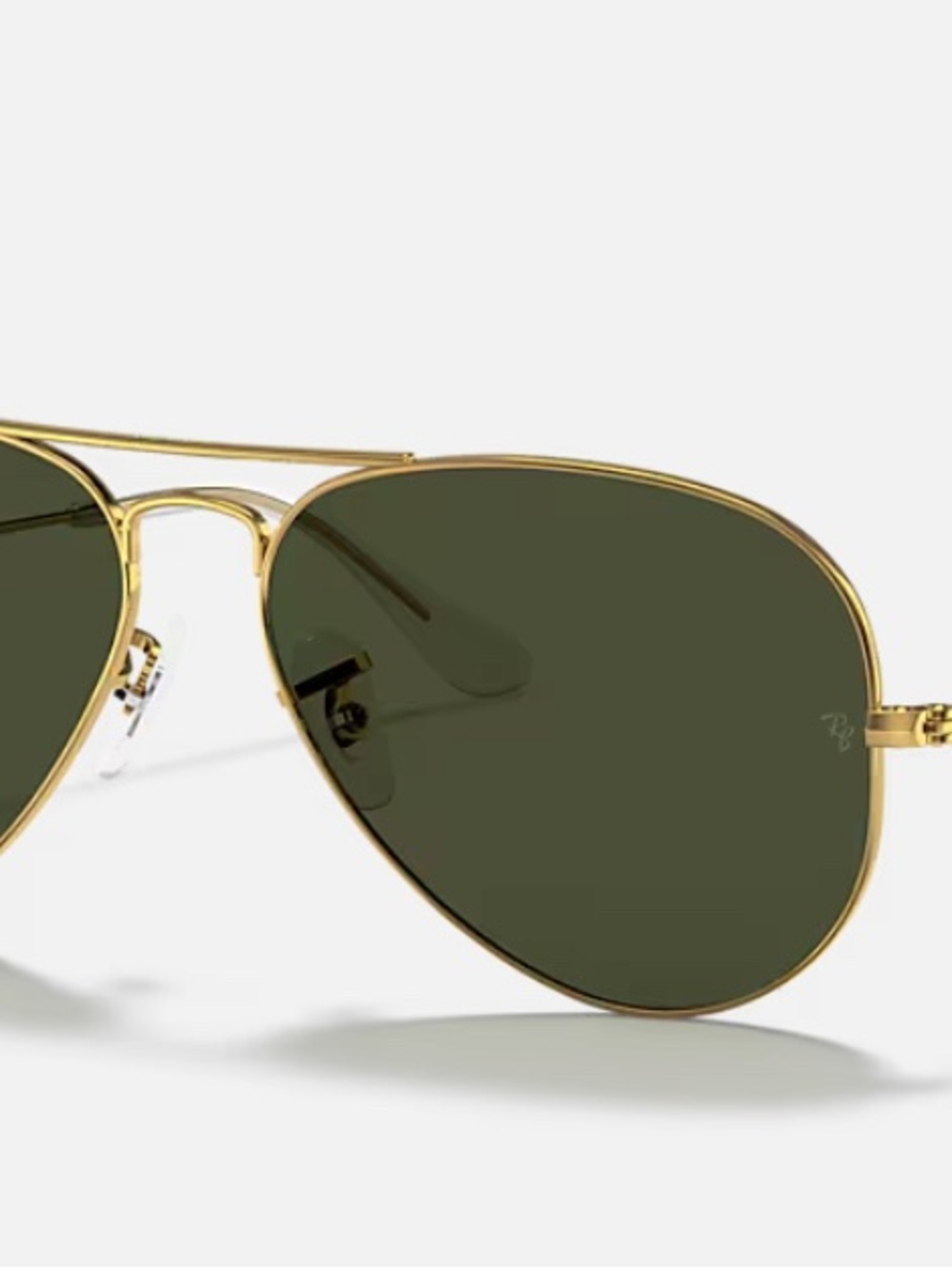 Ray-Ban Gold Frame Aviator Sunglasses with Green Lenses